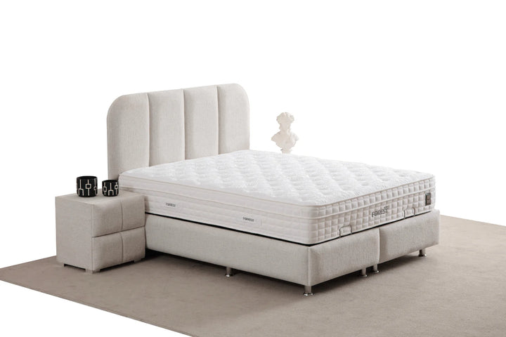 Lit Coffre Chenille OSLO blanc Cassé