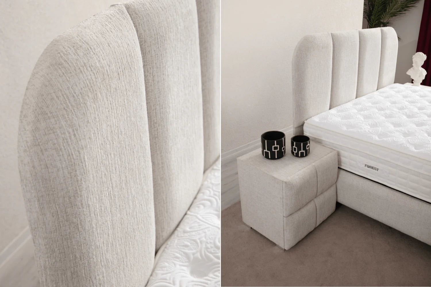 Lit Coffre Chenille OSLO blanc Cassé