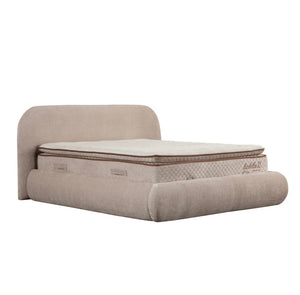 Lit coffre GENÈVE chenille beige — ambiance chambre contemporaine