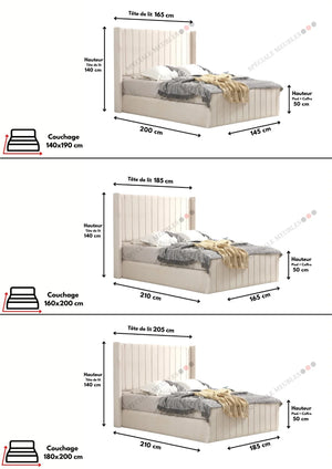 Dimension de couchage Cadre De Lit TOKYO BIANCA - Velours - Module Rêve  Maroc