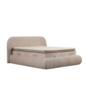 Lit coffre GENÈVE beige — détail tissu chenille