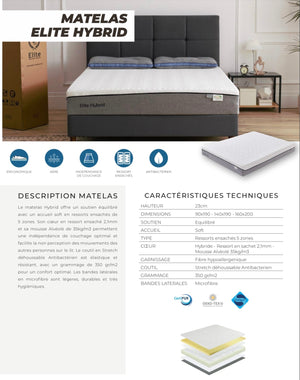 Matelas à ressorts ensachés Élite Hybride 23 cm - Module Rêve  Maroc