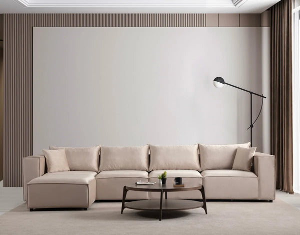 Canapé INCONTOURNABLE Velours Beige — canapé modulable maroc — Module Rêve Maroc