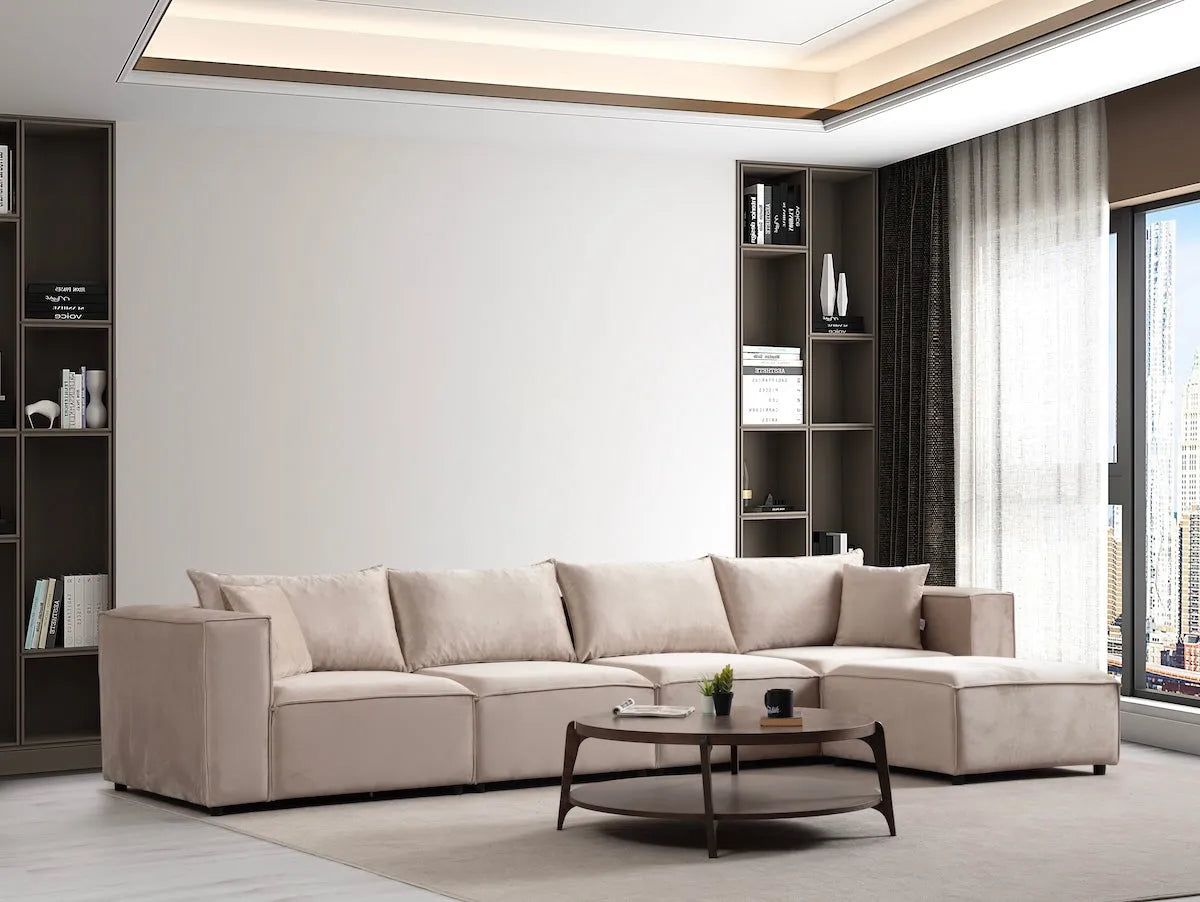 Canapé Incontournable velours beige