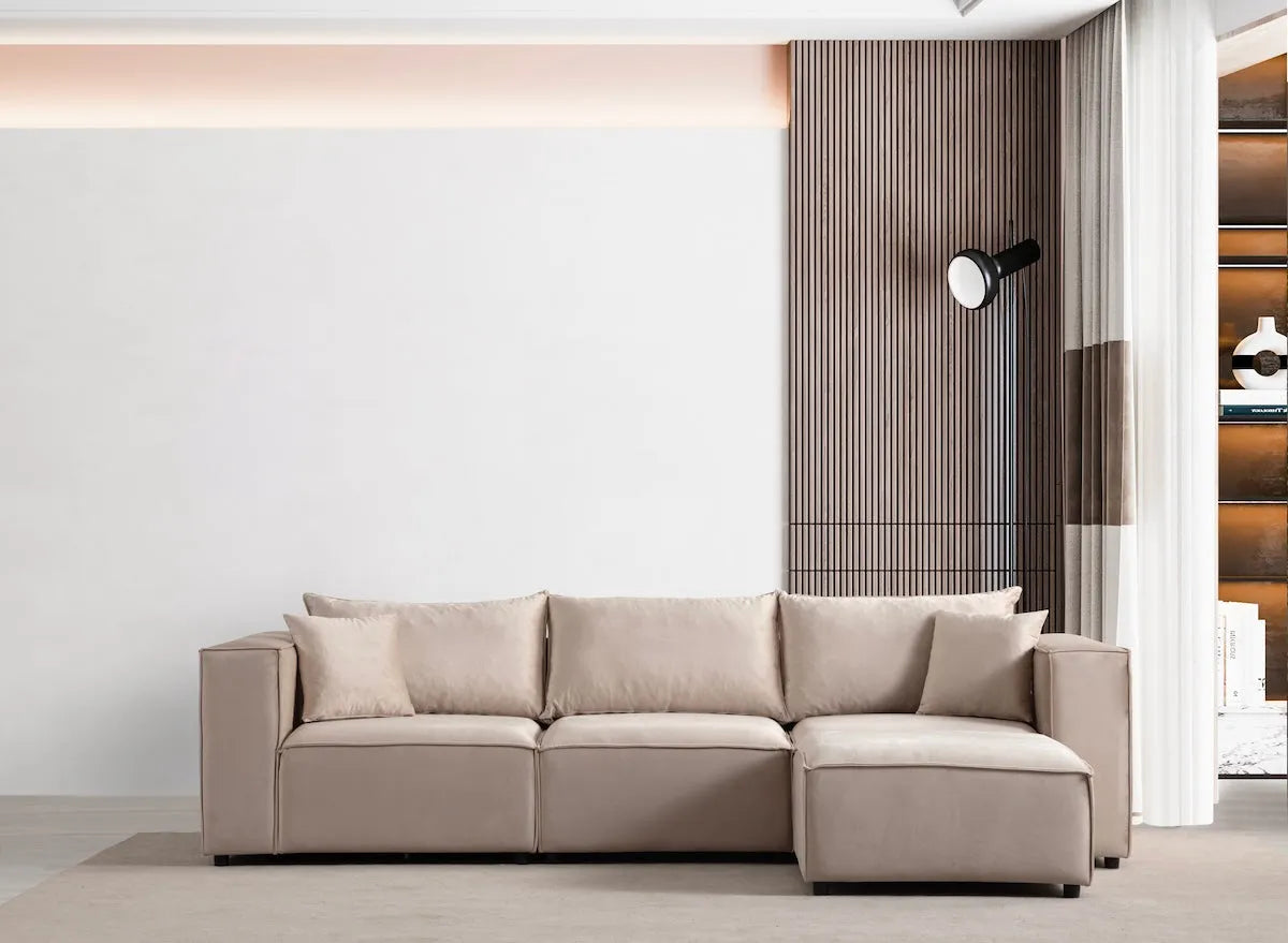 Canapé Incontournable velours beige