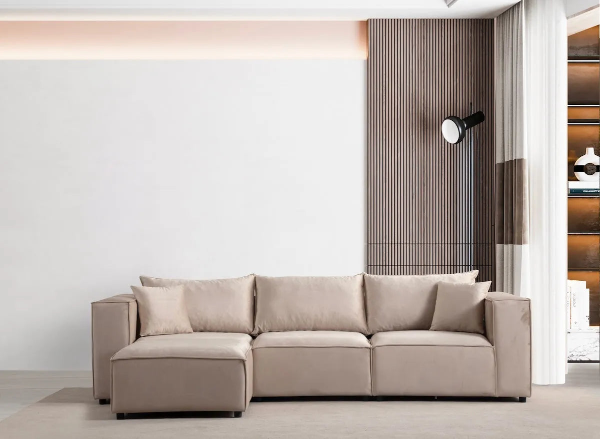 Canapé Incontournable velours beige