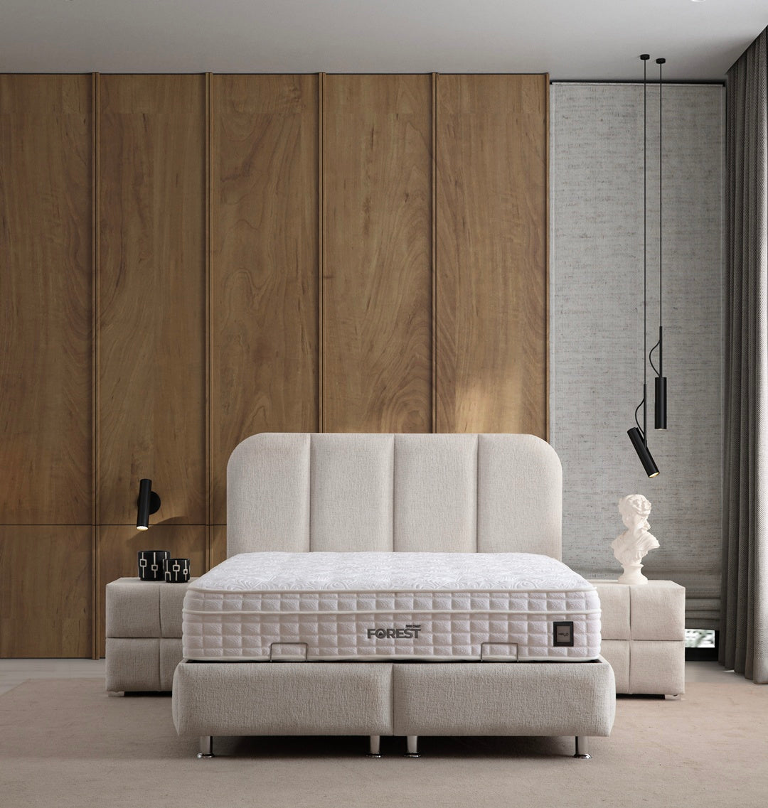 Lit Coffre Chenille OSLO blanc Cassé