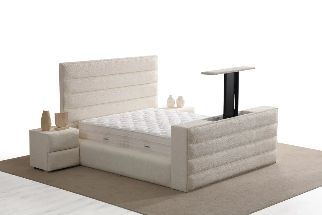 Lit MIAMI avec TV Escamotable Intégrée — Lit Connecté Luxe | Maroc