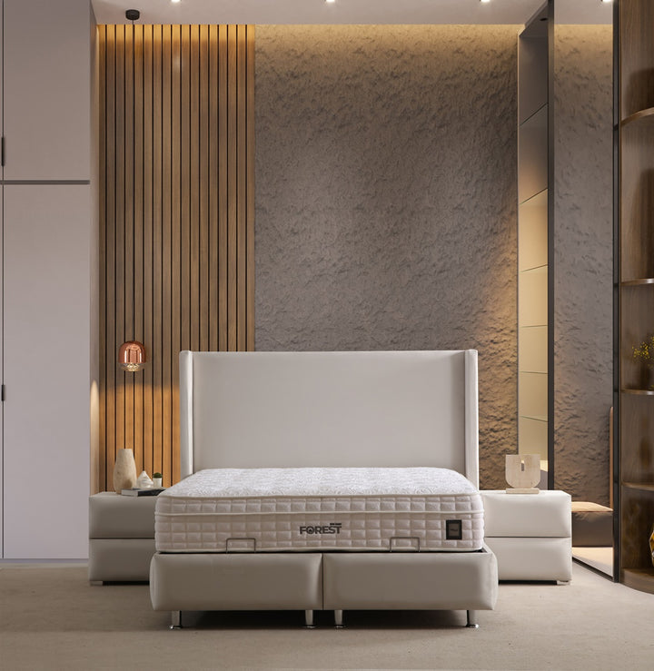 Lit Coffre LONDON BLANC ECRU - Velours