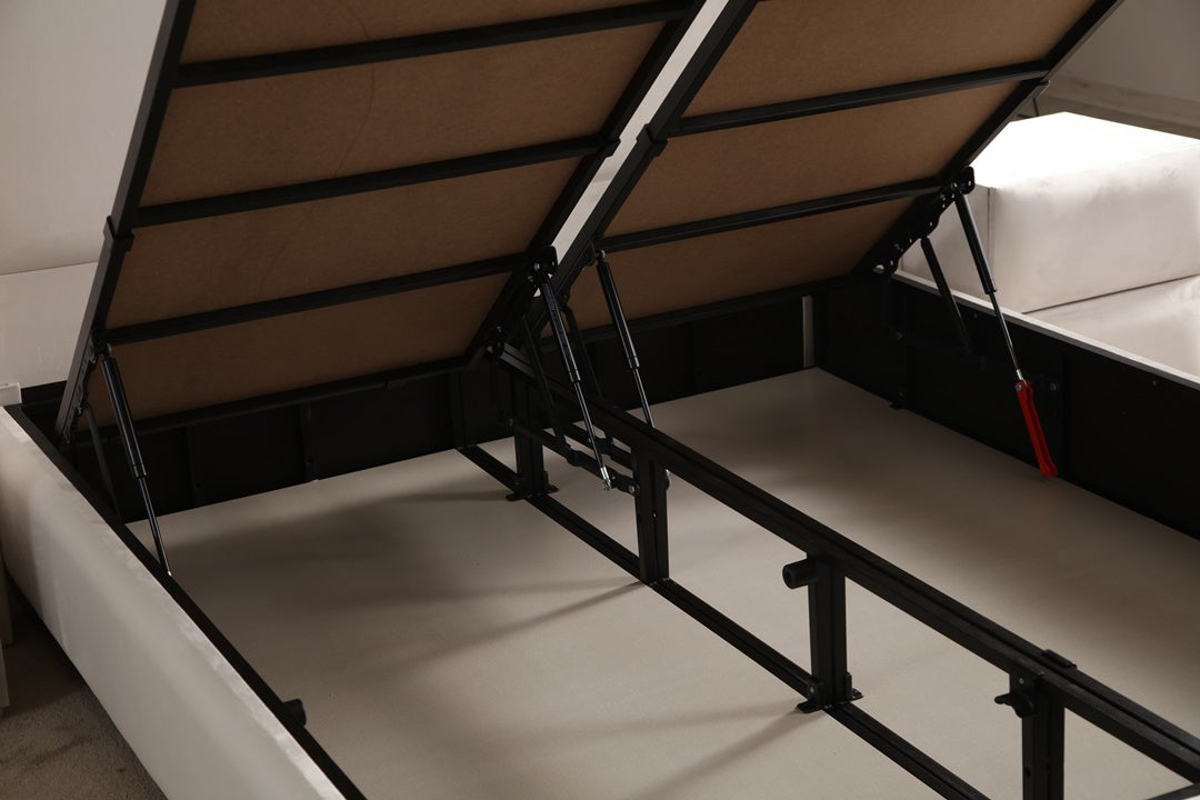 Lit Coffre LONDON BLANC ECRU - Velours