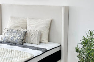 Lit Coffre LONDON BLANC ECRU zoom - Velours - Module Rêve  Maroc