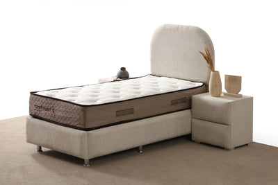 Lit Coffre Enfant JADE Chenille Blanc Cassé 90x190 | Maroc