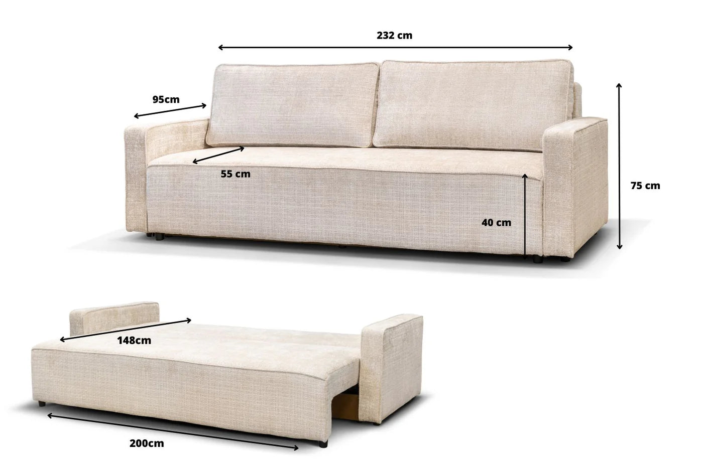 Canapé Convertible Palma Marbella Blanc cassé