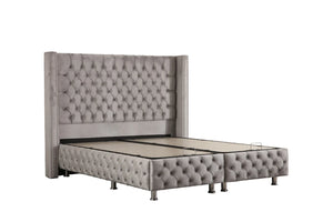 Lit Coffre MARRAKECH GRIS - Velours capitonné - Module Rêve  Maroc