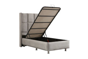 Lit Coffre Enfant RIO Velours Gris ouvert - Module Rêve  Maroc