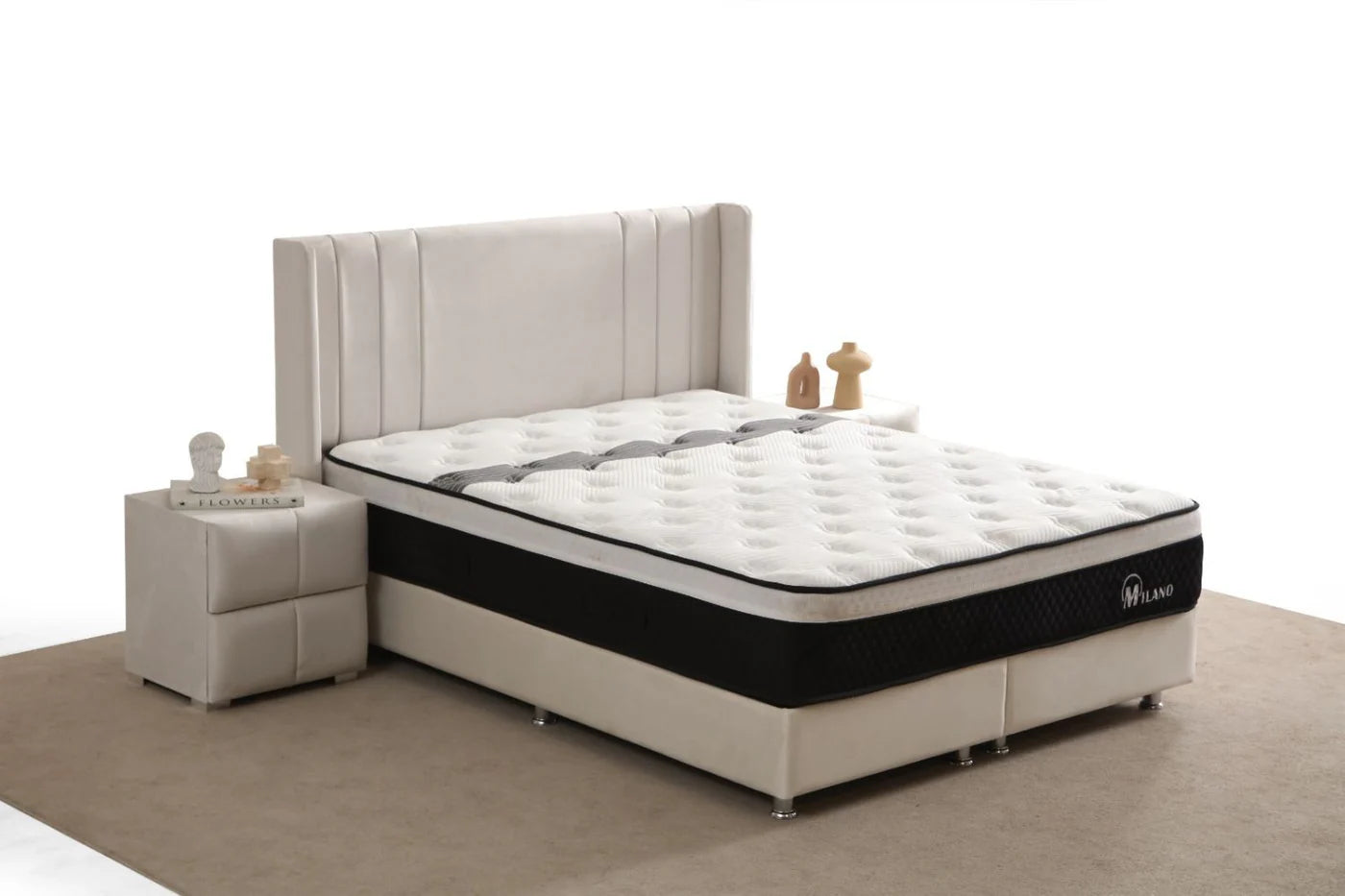 Lit Coffre PORTO BLANC CASSE - Velours