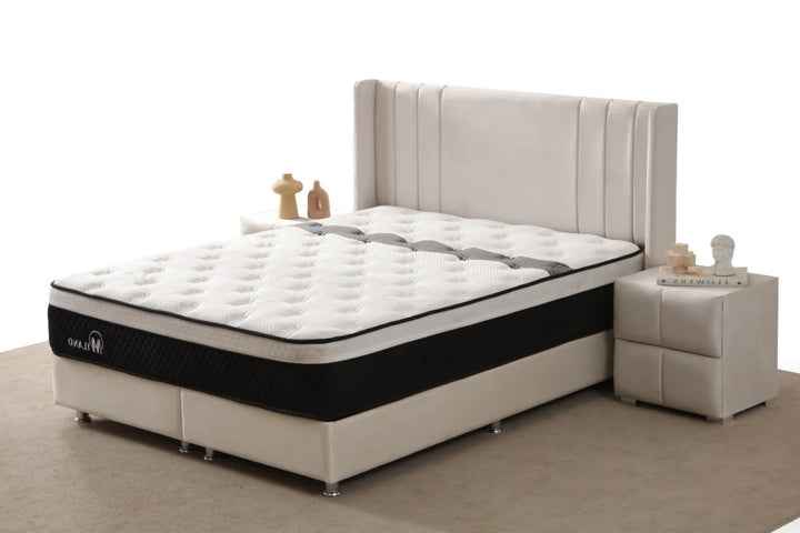 Lit Coffre PORTO BLANC CASSE - Velours