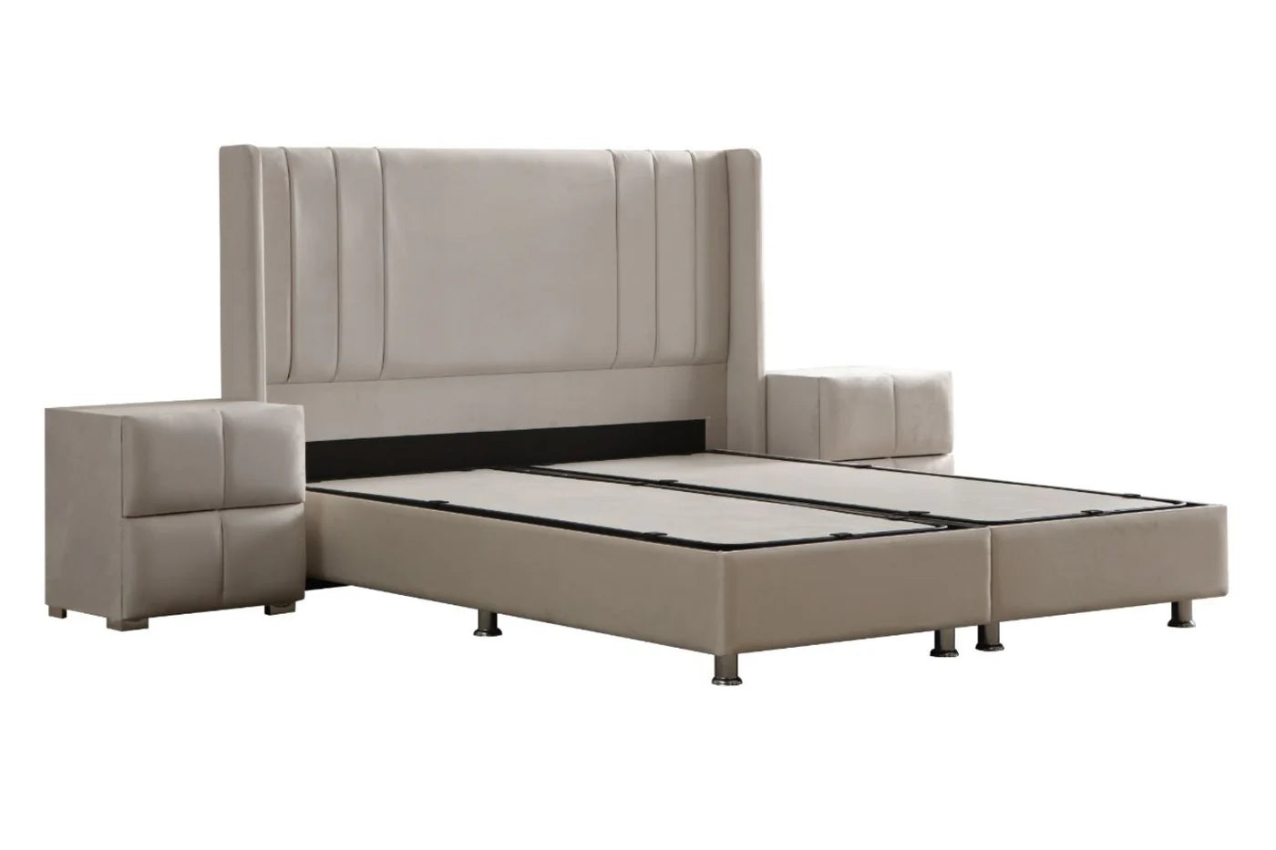 Lit Coffre PORTO BLANC CASSE - Velours