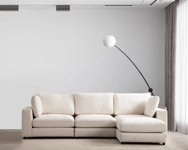 Canapé ÉLÉGANCE Velours Blanc Cassé — Modulable 4+1 | Maroc – Module Rêve Maroc