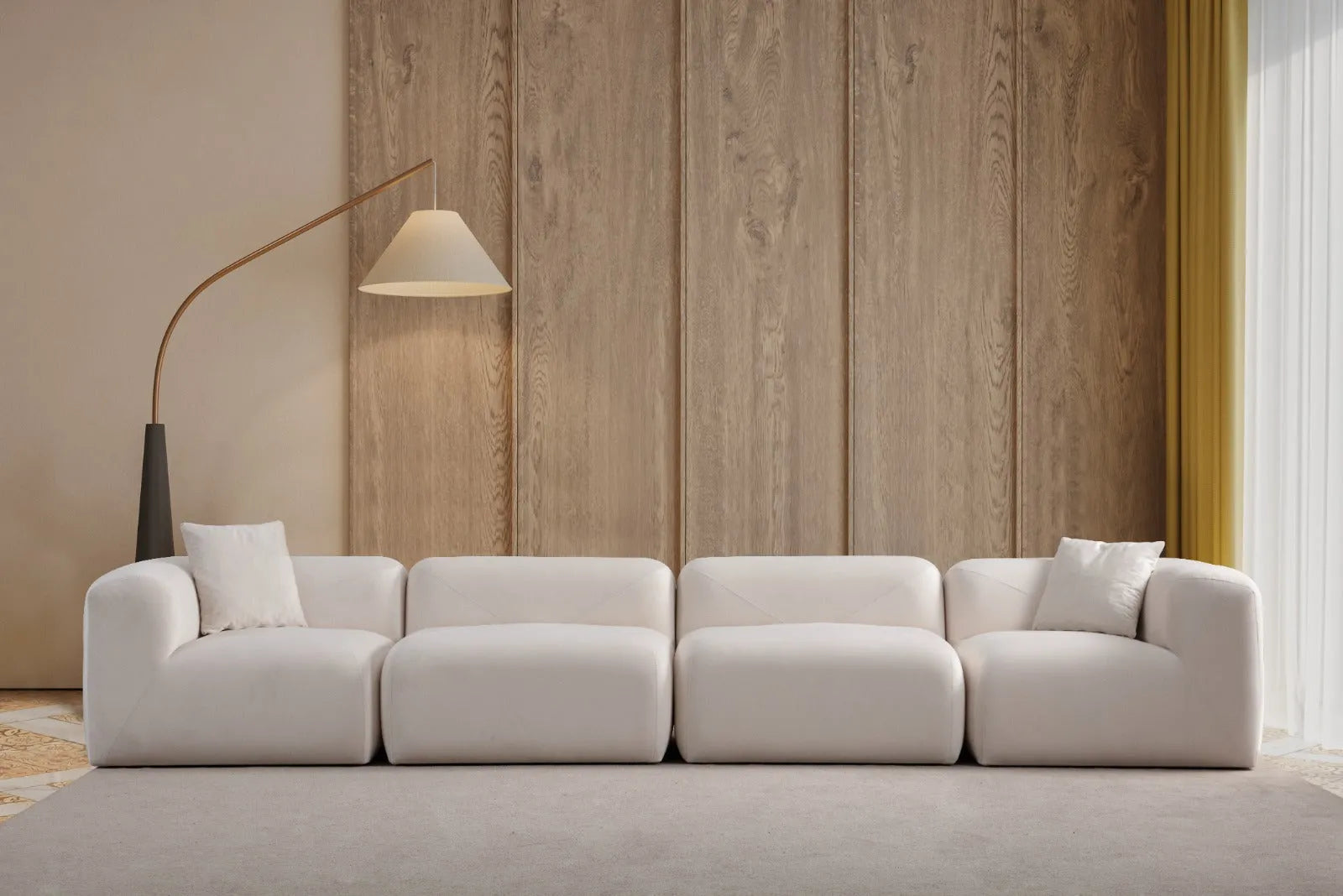 Canapé Nébuleux velours blanc cassé