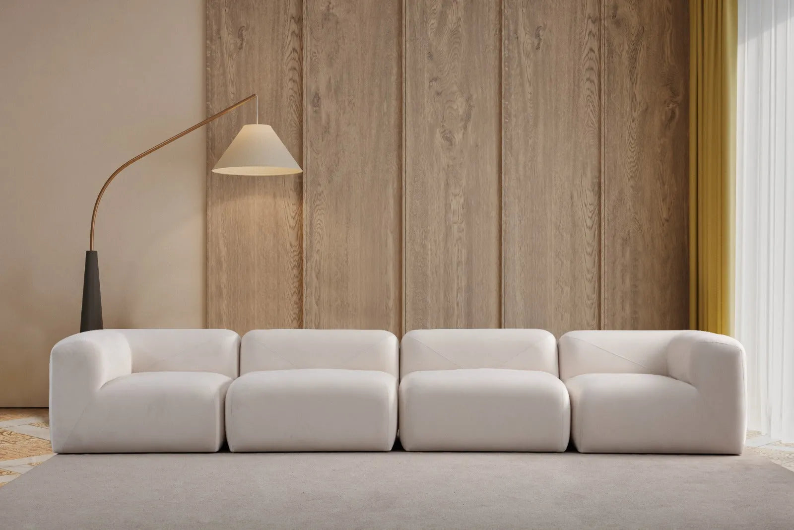 Canapé Nébuleux velours blanc cassé