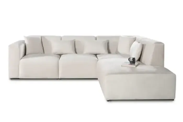 Canapé Traditionnel velours blanc cassé