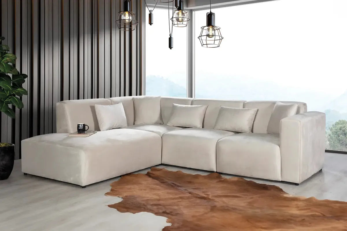 Canapé Traditionnel velours blanc cassé