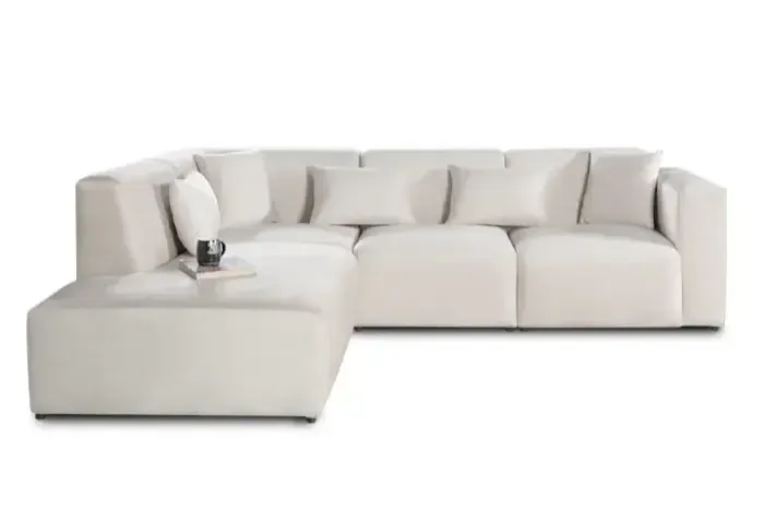 Canapé Traditionnel velours blanc cassé